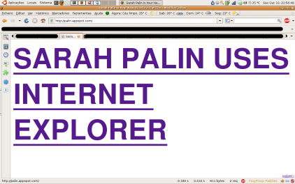 Sarah Palin Uses Internet Explorer